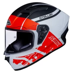 SMK STELLAR SQUAD MOTORCYCLE FULL FACE HELMET (MA132) - WHITE/RED/BLACK