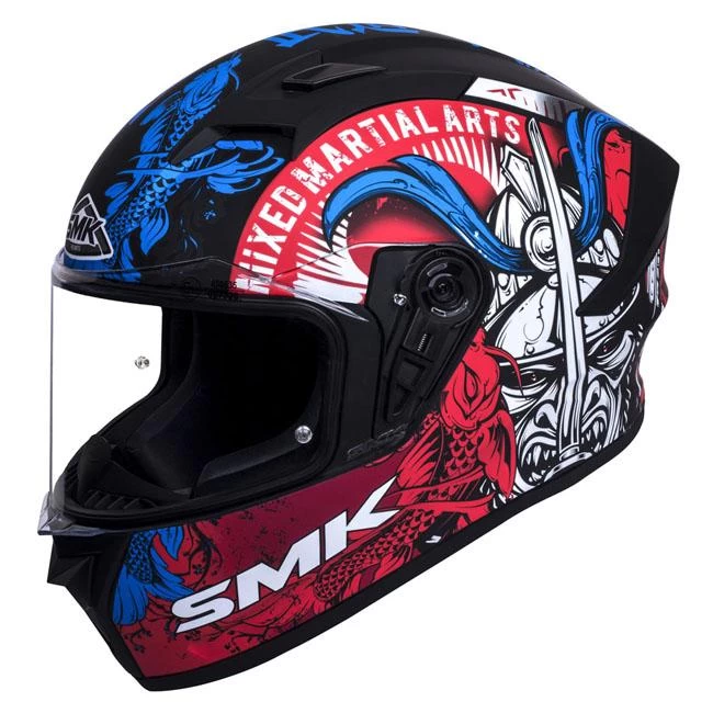 SMK STELLAR SAMURAI MOTORCYCLE FULL FACE HELMET (MA253) - BLACK/BLUE/RED 1 SMK STELLAR SAMURAI MOTORCYCLE FULL FACE HELMET (MA253) - BLACK/BLUE/RED