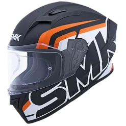 SMK STELLAR STAGE MOTORCYCLE HELMET (MA217) - MATT BLACK WHITE/ORANGE