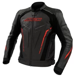 ARGON DESCENT PERFORATED MOTORCYCLE JACKET - BLACK/RED