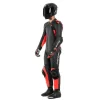 DAINESE ASSEN 2 1PC PERFORATED MOTORCYCLE LEATHER SUIT - BLACK/BLACK/FLUO-RED