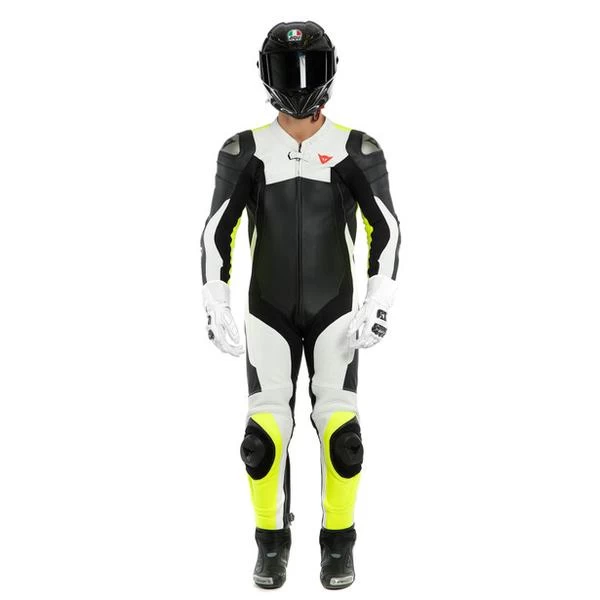 DAINESE ASSEN 2 1PC PERFORATED MOTORCYCLE LEATHER SUIT - BLACK/WHITE/FLUO-YELLOW 2 DAINESE ASSEN 2 1PC PERFORATED MOTORCYCLE LEATHER SUIT - BLACK/WHITE/FLUO-YELLOW - Image 2