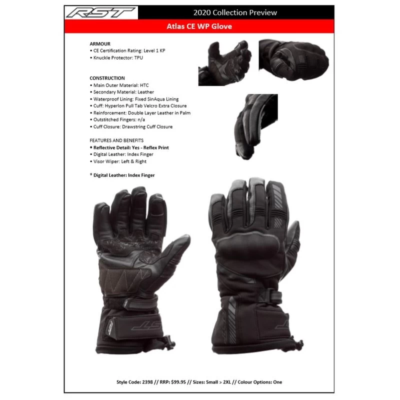 RST ATLAS CE W/P GLOVE - BLACK 3 RST ATLAS CE W/P GLOVE - BLACK - Image 3
