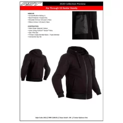 RST ZIP THROUGH KEVLAR HOODY - BLACK -Motorcycle Gear Store RSHK242210 2