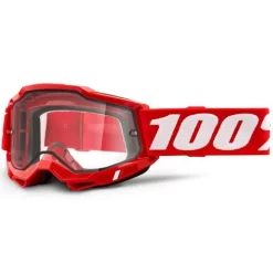 100% ACCURI2 ENDURO MOTO GOGGLE RED CLEAR LENS